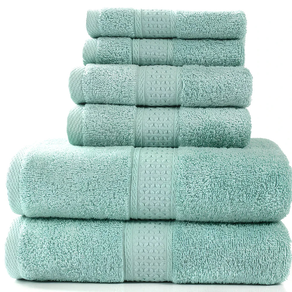 Pure cotton towel set showing bath towel, towel, and square towel in bamboo green colour
