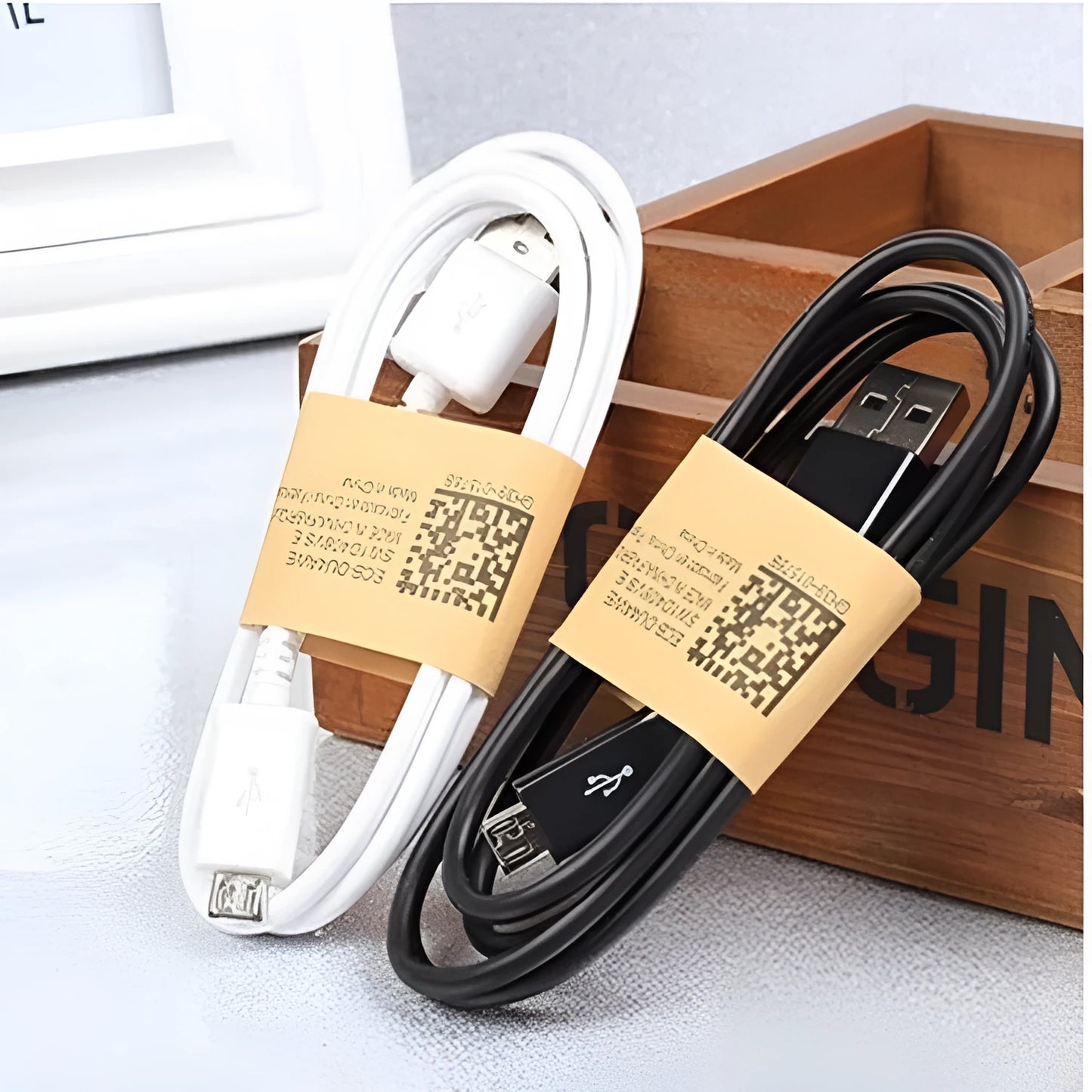Android micro USB data cable 1 metre length black or white charging and sync cable