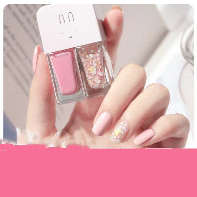 Dual-Tone Nail Polish Set with 10 vibrant shades, featuring long-lasting, quick-drying, and fade-resistant formula infused with nourishing calcium-based oil