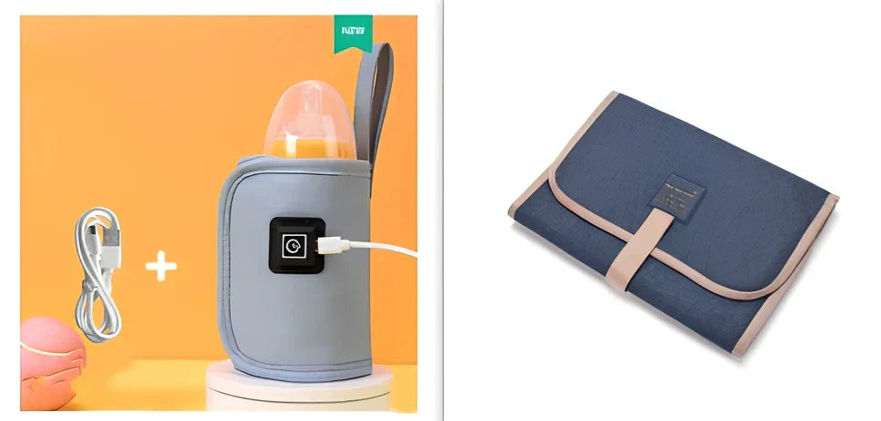 Portable milk bottle warmer with adjustable 55mm-75mm sleeve and temperature control