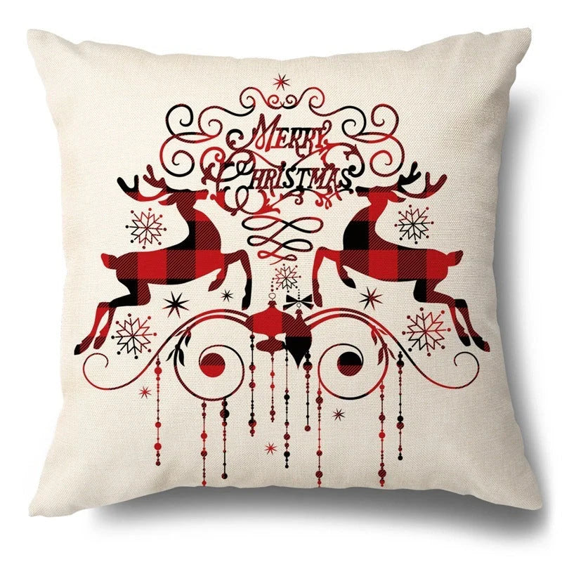 Christmas Hugging Pillowcase with flax elk design for festive home decor