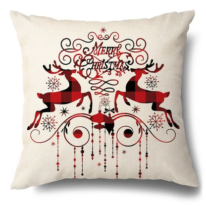 Christmas Hugging Pillowcase with flax elk design for festive home decor