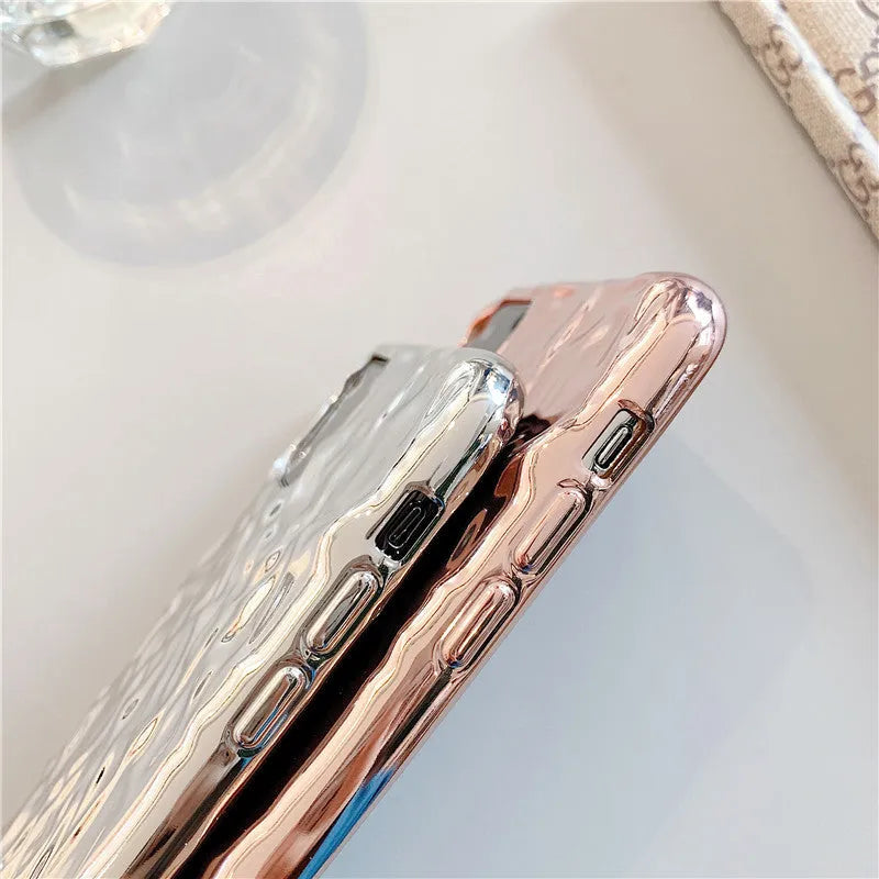 Electroplated TPU phone case for iPhone models with pure colour design - back cover style in rose gold or silver, compatible with iPhone 7 through iPhone 15 Pro Max for simple protection.