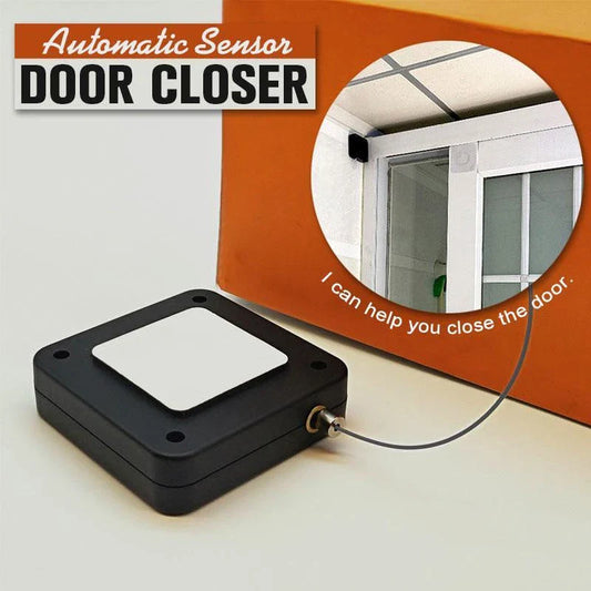 Automatic door closer with soft close feature for sliding doors, glass doors, and other door types up to 1000g in weight
