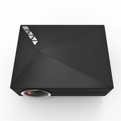 GM60 Home Mini Projector in black, 188mm x 146.5mm x 54mm, with remote control, power cable, and 3-in-1 AV cable.