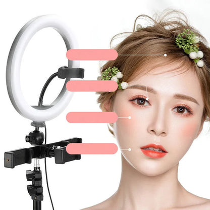 10-inch ring selfie light with metal bracket for smartphone photography and video