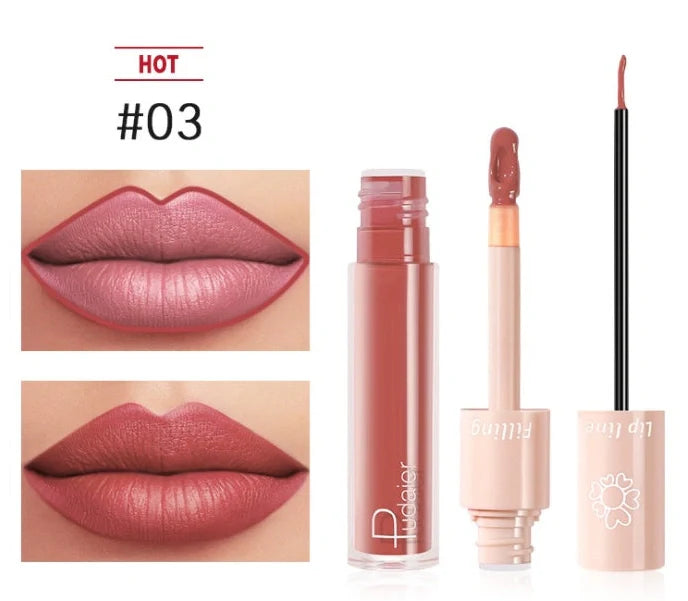Pudaier dual-ended lipstick and lip gloss tube with 20 colour options