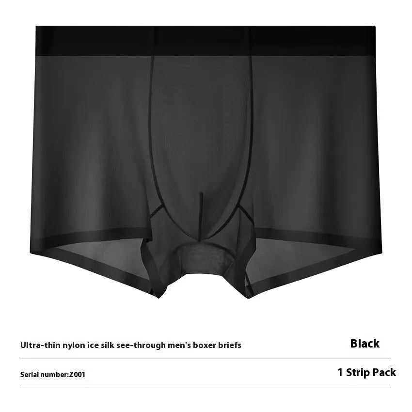 Ice silk seamless boxer briefs in a solid colour on a white background