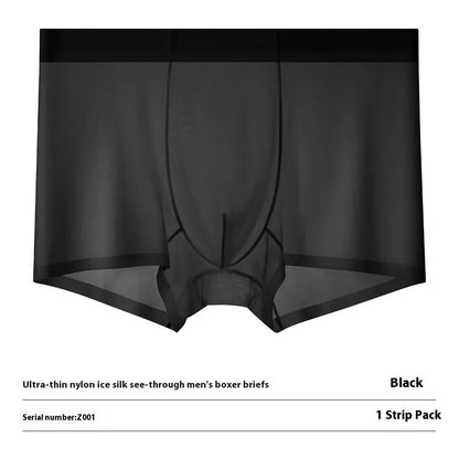 Ice silk seamless boxer briefs in a solid colour on a white background