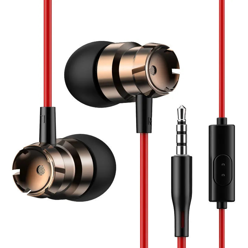Metal turbo in-ear headphones with 3.5mm plug and built-in microphone in various colours