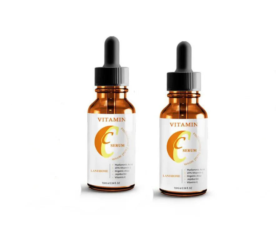Bottle of Vitamin C Hyaluronic Acid facial serum for skin brightening and moisturising
