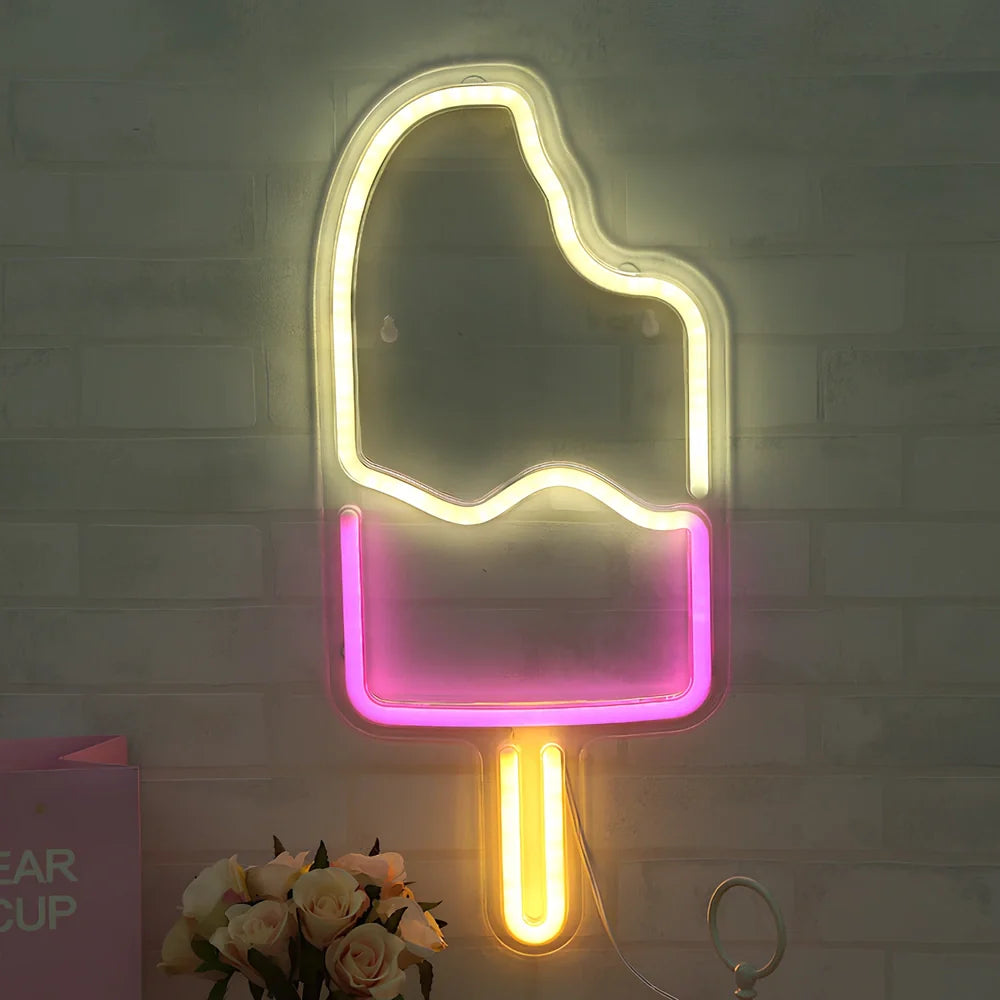 USB-powered neon wall lamp showing Banana shape with pink lighting against dark wall