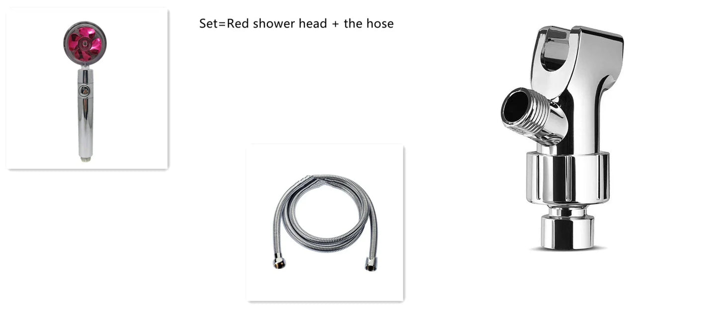 360° Rotating Shower Head with Built-In Fan - Premium ABS Plastic Construction, Water-Saving High-Pressure Spray