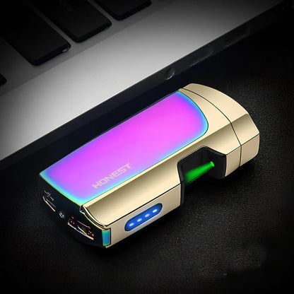 Metal windproof multi-function cigarette lighter showing five colour options and compact 74.6×35.6×17mm dimensions