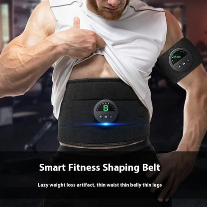 Adjustable fitness belt with display screen for waist and abdomen exercise, measuring 120cm length with USB charging cable