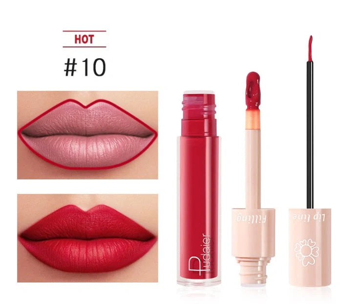 Pudaier dual-ended lipstick and lip gloss tube with 20 colour options