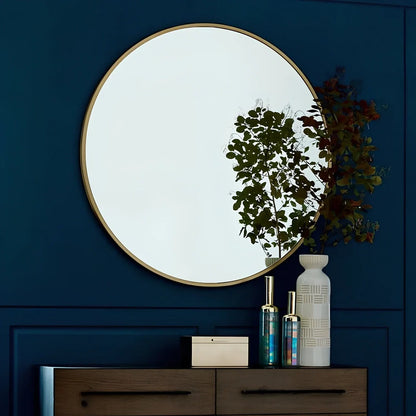 30cm round iron bathroom mirror in black, white, or gold finish for wall hanging, rust-resistant Northern European style
