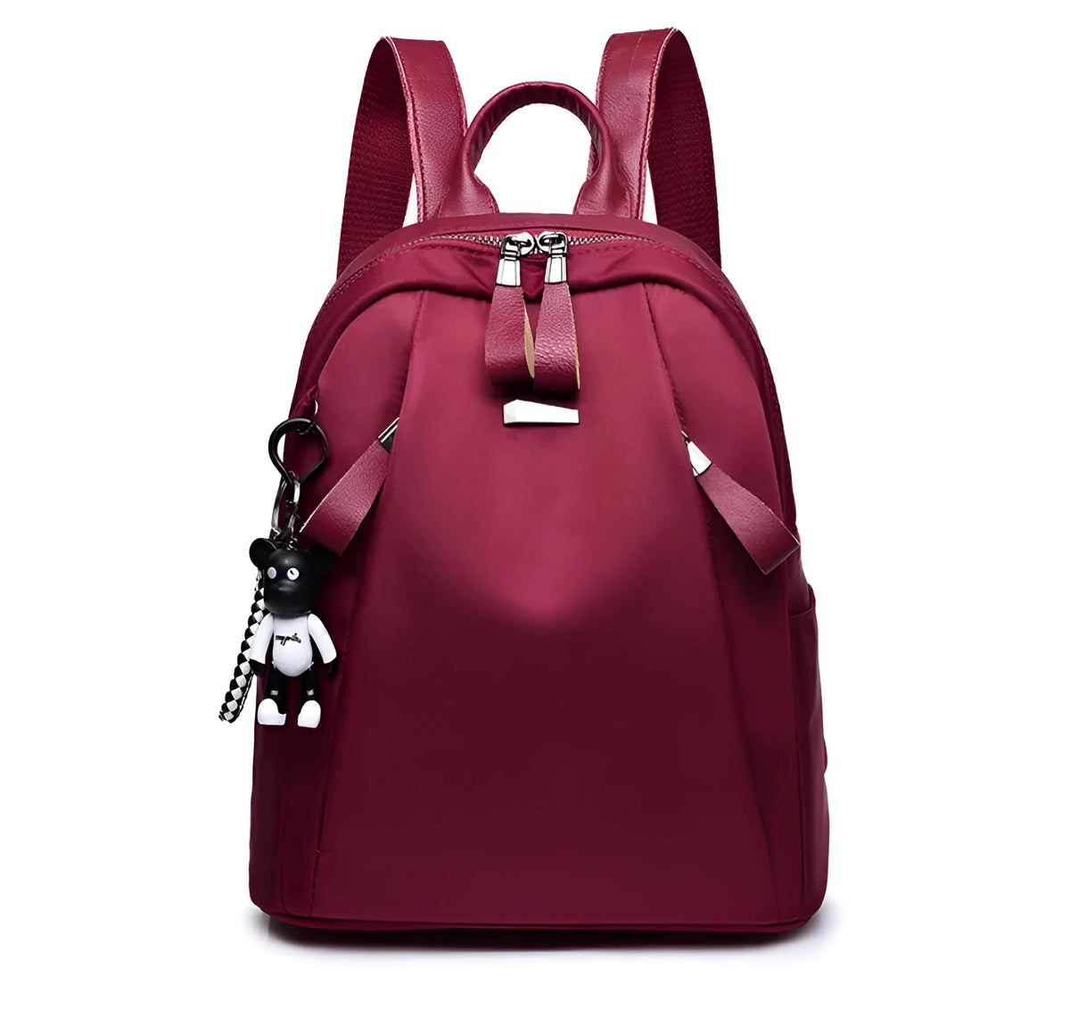 Medium square rucksack in Oxford cloth with internal organisation pockets.