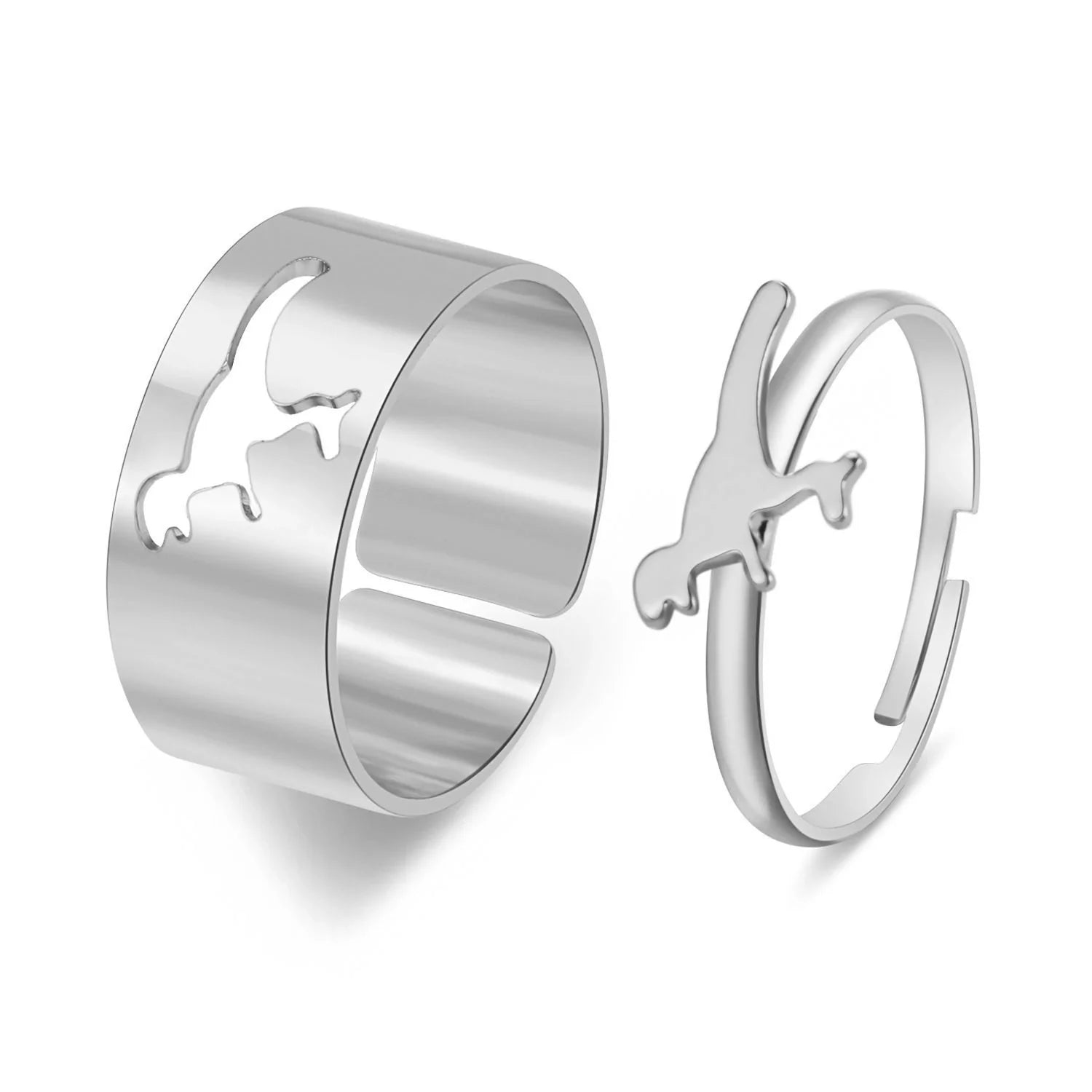 Stylish adjustable butterfly couple rings in punk design, perfect for symbolising love and individuality.