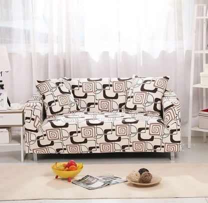 Elastic sofa cover in navy blue with high-density fabric for stain protection