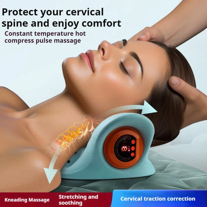 Versatile cervical traction massager with adjustable massage settings and heating function for neck pain relief