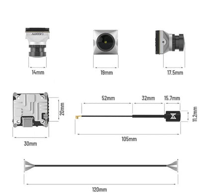 Silver Caddx ADAPTS DJI FPV digital image transmission Vista kit with screws, spacers, and cables.