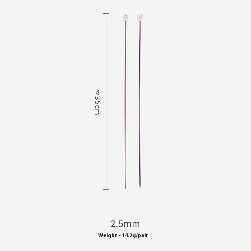 Crochet hook set with 13 sizes from 2.0mm to 10.0mm, each hook has a protective cap, showing lengthened 15cm shafts