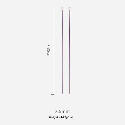Crochet hook set with 13 sizes from 2.0mm to 10.0mm, each hook has a protective cap, showing lengthened 15cm shafts