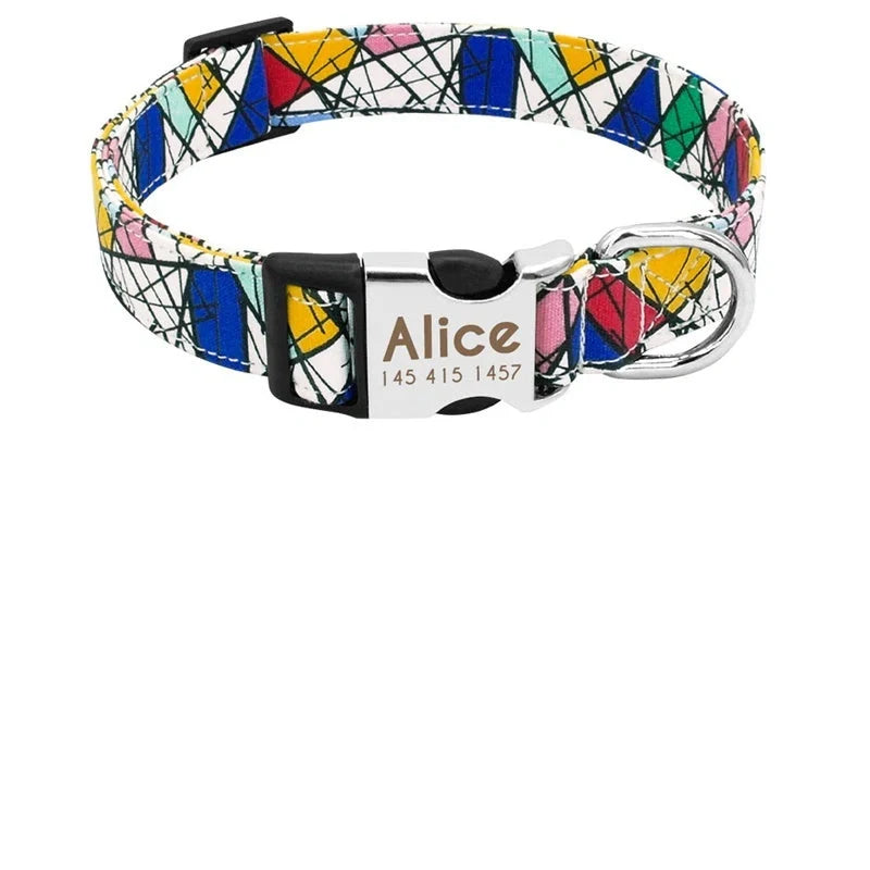 Custom dog collar with engraved tag in various colours and sizes