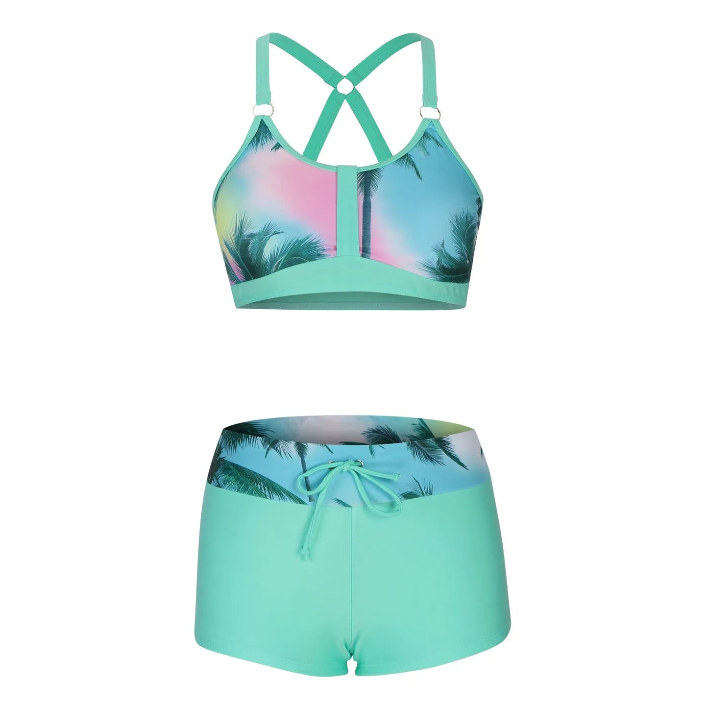 Women's floral print split bikini swimsuit in various colours and sizes