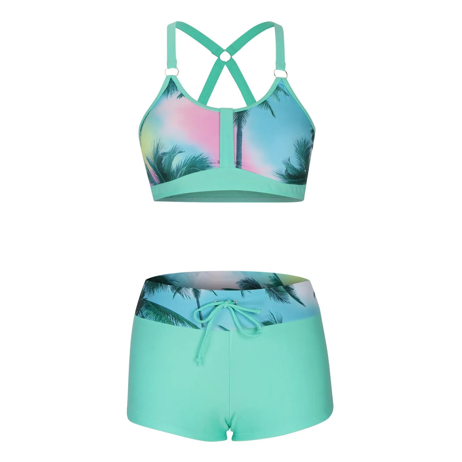 Women's floral print split bikini swimsuit in various colours and sizes