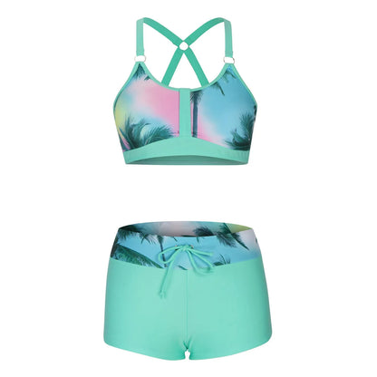 Women's floral print split bikini swimsuit in various colours and sizes