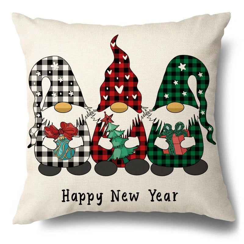 Christmas Hugging Pillowcase with flax elk design for festive home decor