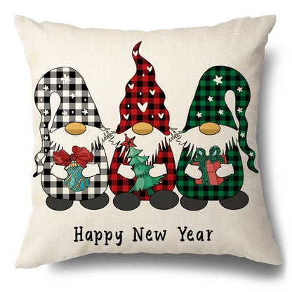 Christmas Hugging Pillowcase with flax elk design for festive home decor