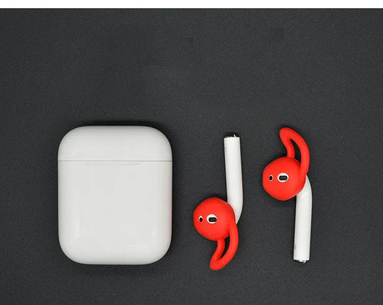Silicone ear caps for Apple AirPods wireless earphones in multiple colours showing left and right ear options