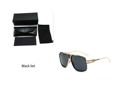 Men's square UV400 sunglasses with 59mm lens width, plastic and metal frame, goggle style