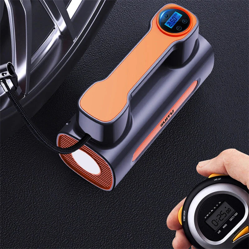 12V DC Portable Tire Inflator with digital display and USB charging