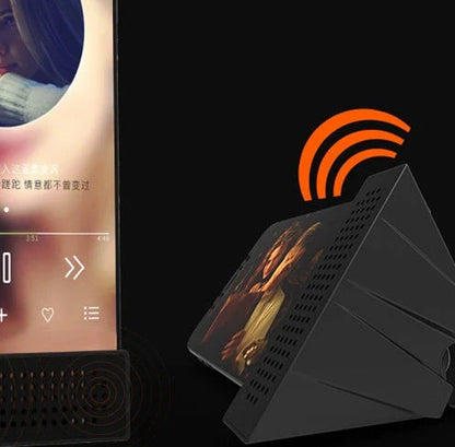 Compact phone amplifier stand in various colors for iPhones and Android devices