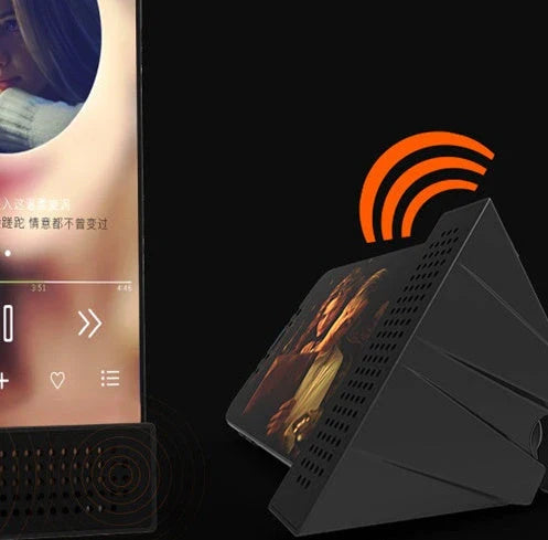 Compact phone amplifier stand in various colors for iPhones and Android devices