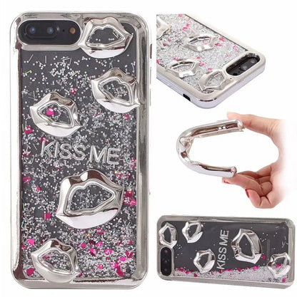 Huawei smartphone back cover with a raised 3D lips design in pink TPU material.