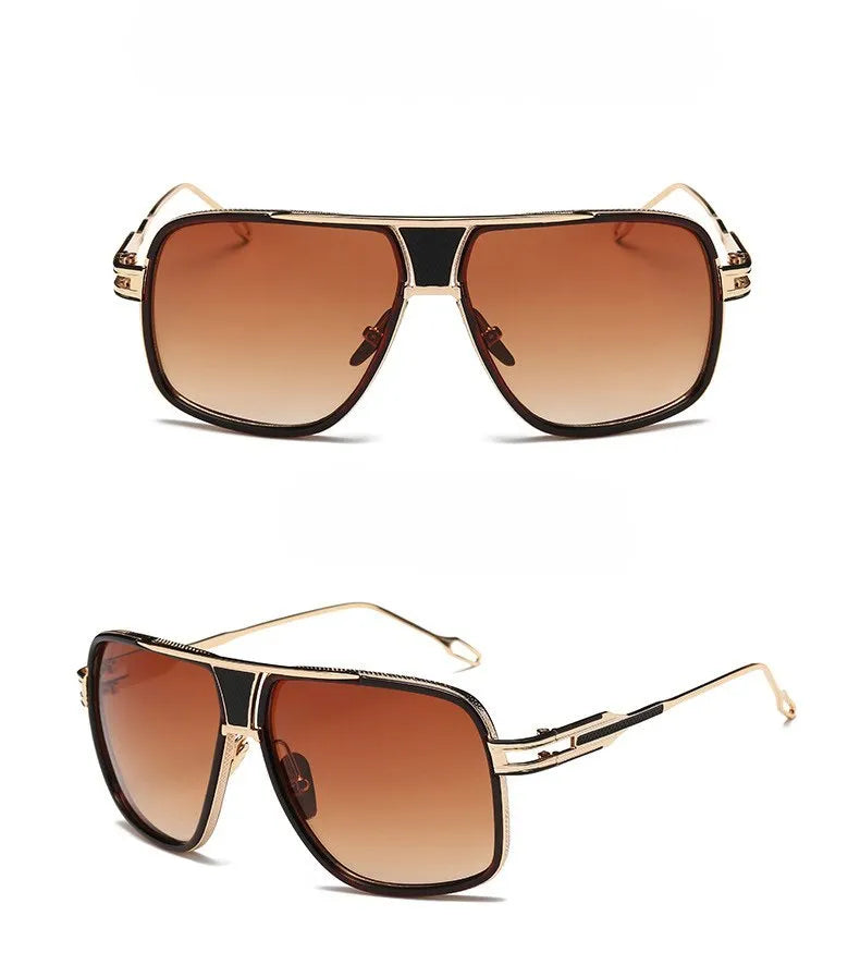 Men's square UV400 sunglasses with 59mm lens width, plastic and metal frame, goggle style