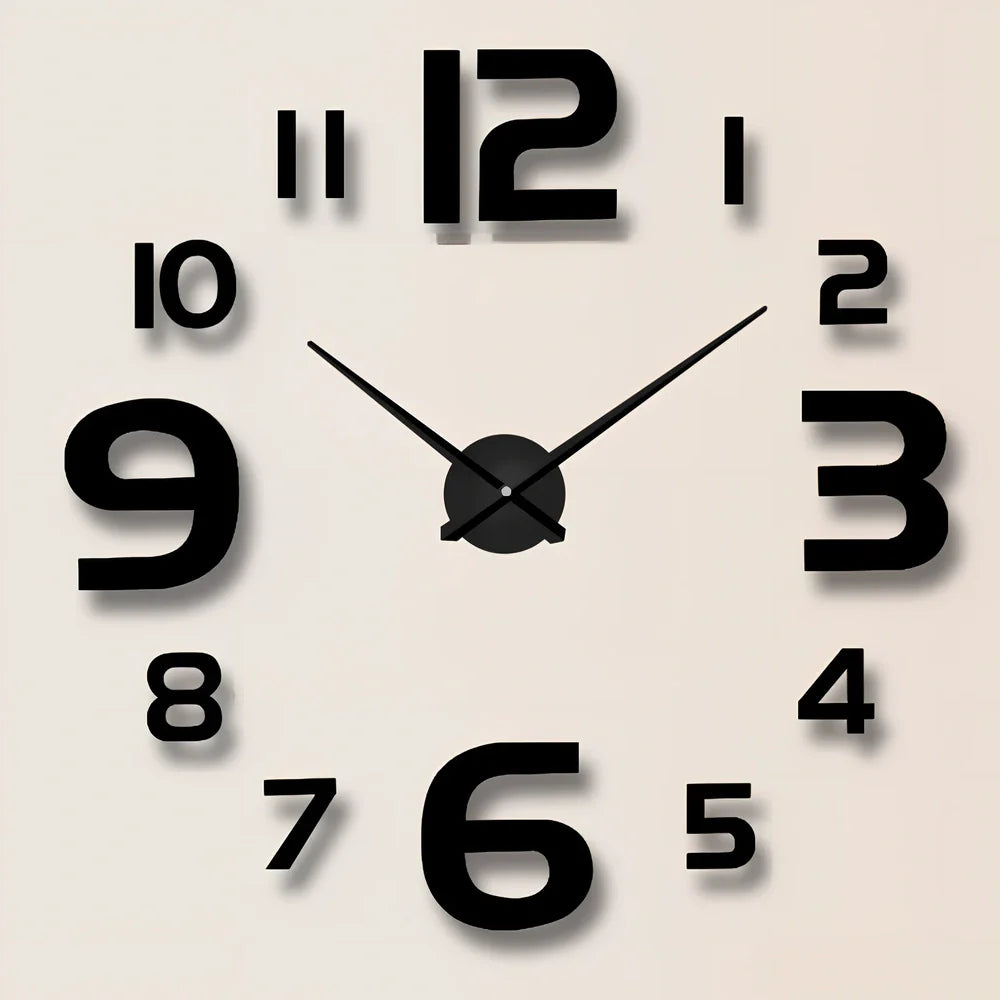 25-inch solar wall clock with laser-engraved markings and European round design in black finish