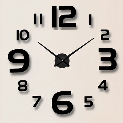 25-inch solar wall clock with laser-engraved markings and European round design in black finish