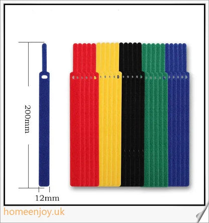 Premium nylon Velcro cable management device for organising and bundling cords in a workspace or entertainment setup