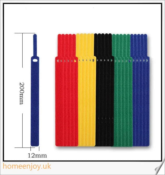 Premium nylon Velcro cable management device for organising and bundling cords in a workspace or entertainment setup