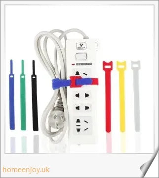 Premium nylon Velcro cable management device for organising and bundling cords in a workspace or entertainment setup