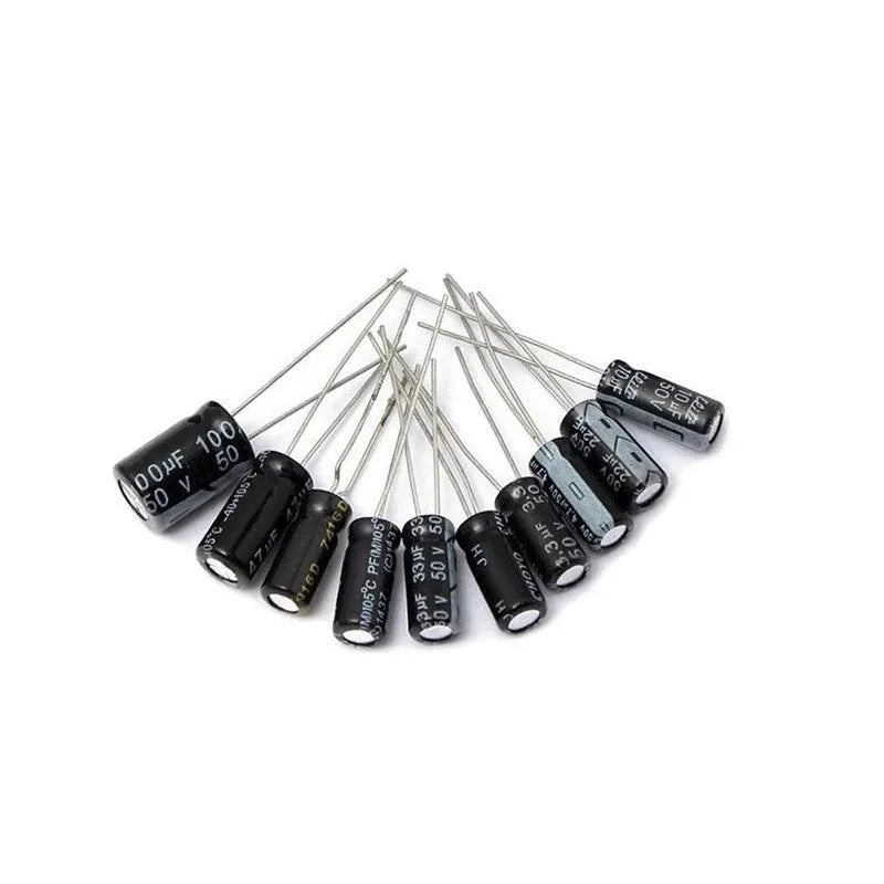 500PCs in-line electrolytic capacitor sample kit box with 24 specifications, aluminium foil and electrolytic paper