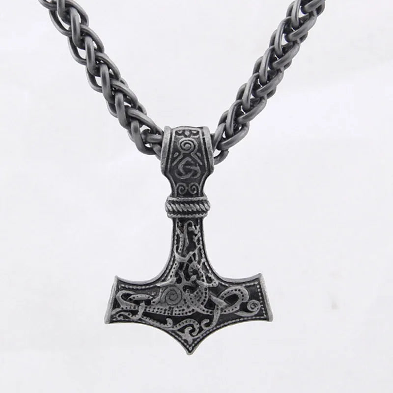 Thor's Hammer Mjolnir pendant, gold-plated steel die cast, 43x32mm, Viking amulet, no chain