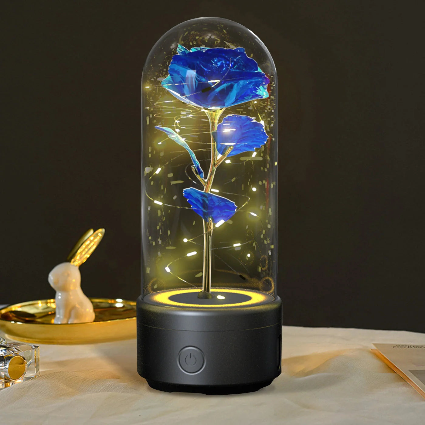Elegant rose-themed LED light and Bluetooth speaker for romantic ambience and immersive audio experiences