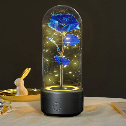 Elegant rose-themed LED light and Bluetooth speaker for romantic ambience and immersive audio experiences